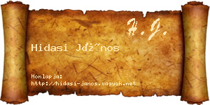 Hidasi János névjegykártya